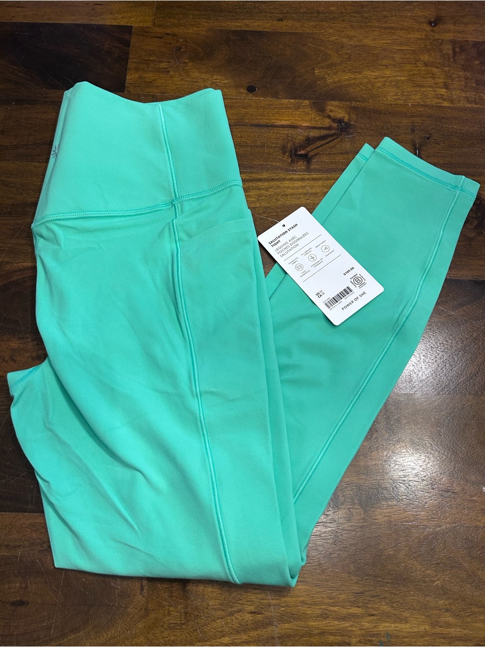 Women's Athleta Salutation Stash High-Waist Mint Green Athletic Leggings